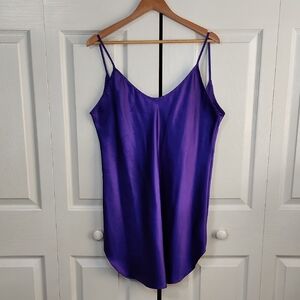 Vintage Honors Intimates Purple Satin Spaghetti Strap Lingerie Nightie Size LG